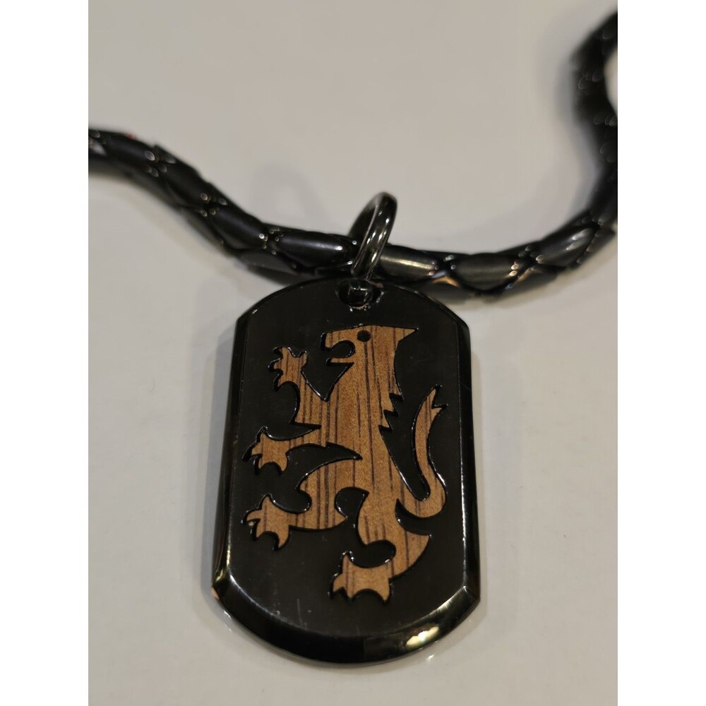 BICO Australia Black Lion Crest Dog Tag Pendant Necklace 18" Tribal Urban Gothic